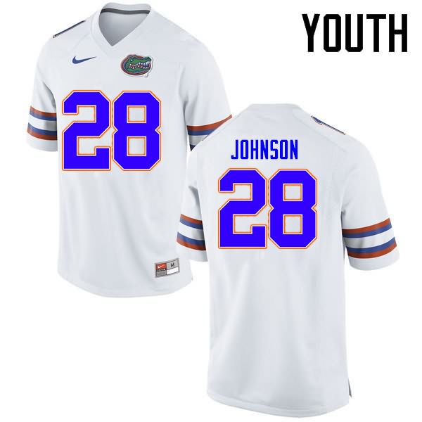 NCAA Florida Gators Kylan Johnson Youth #28 Nike White Stitched Authentic College Football Jersey PKS2564DU